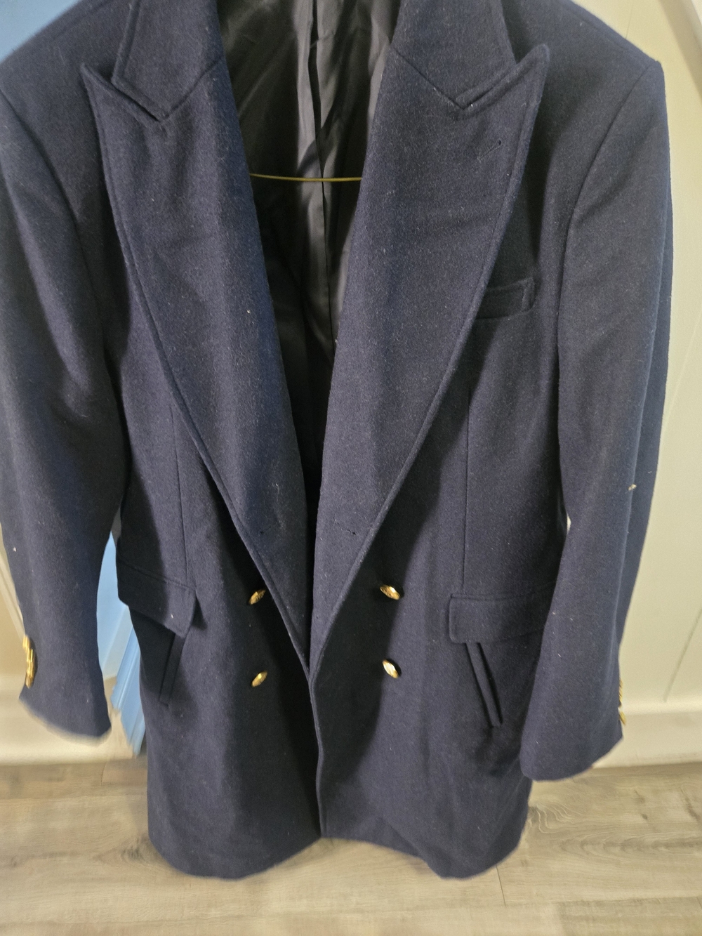 Navy Double-Breasted Blazer with Gold Buttons